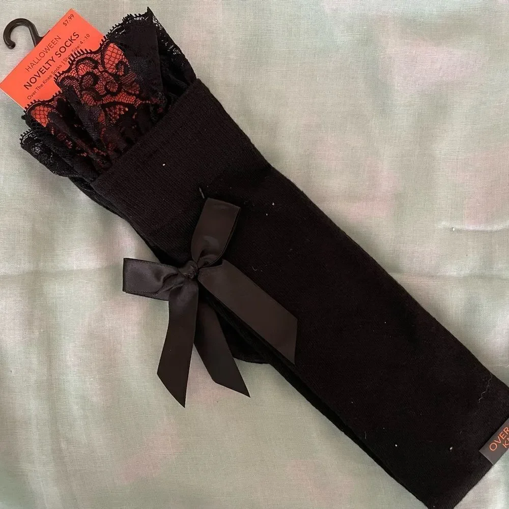 OVER THE KNEE BLACK HALLOWEEN SOCKS‎